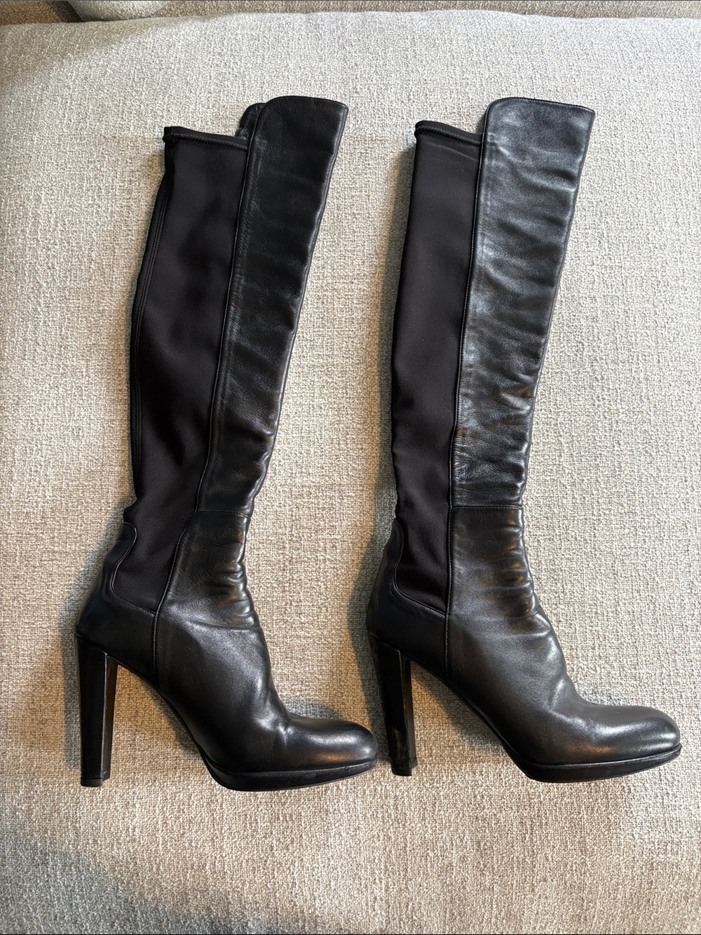 Stuart Weitzman Black Leather Stretch Over the Knee Boots 9.5N High Heel W01260 - Picture 4 of 8